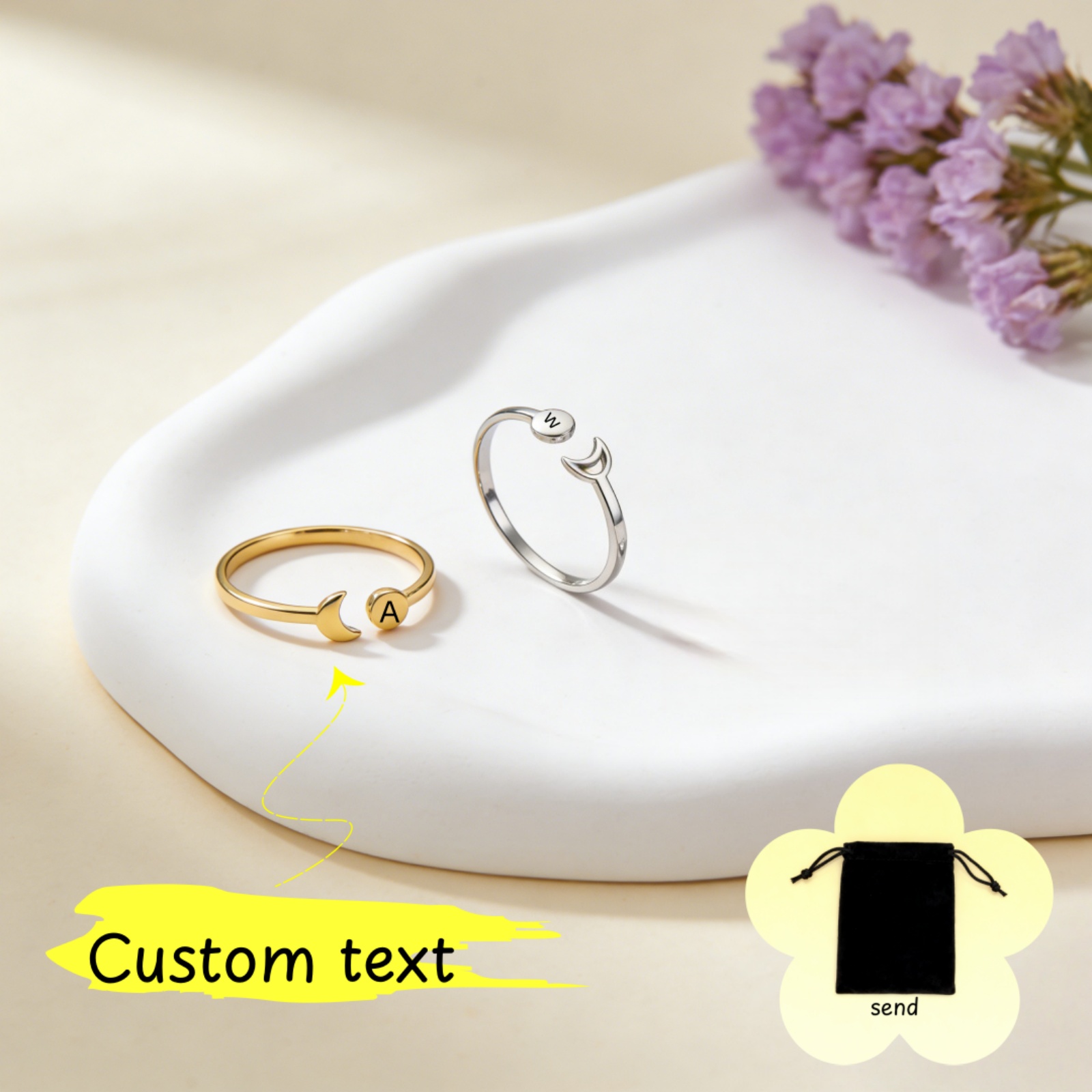 Wedding Z - Bague personnalisée en acier inoxydable avec