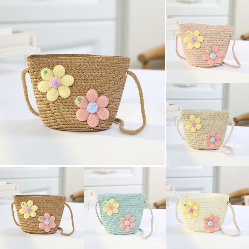 Flower Girl Basket - Sac à bandoulière en paille tressé