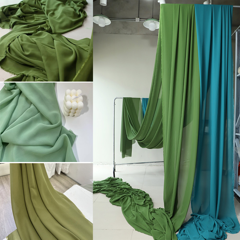 Wedding Backdrop Curtain - Tissu en Mousseline de Soie Vert