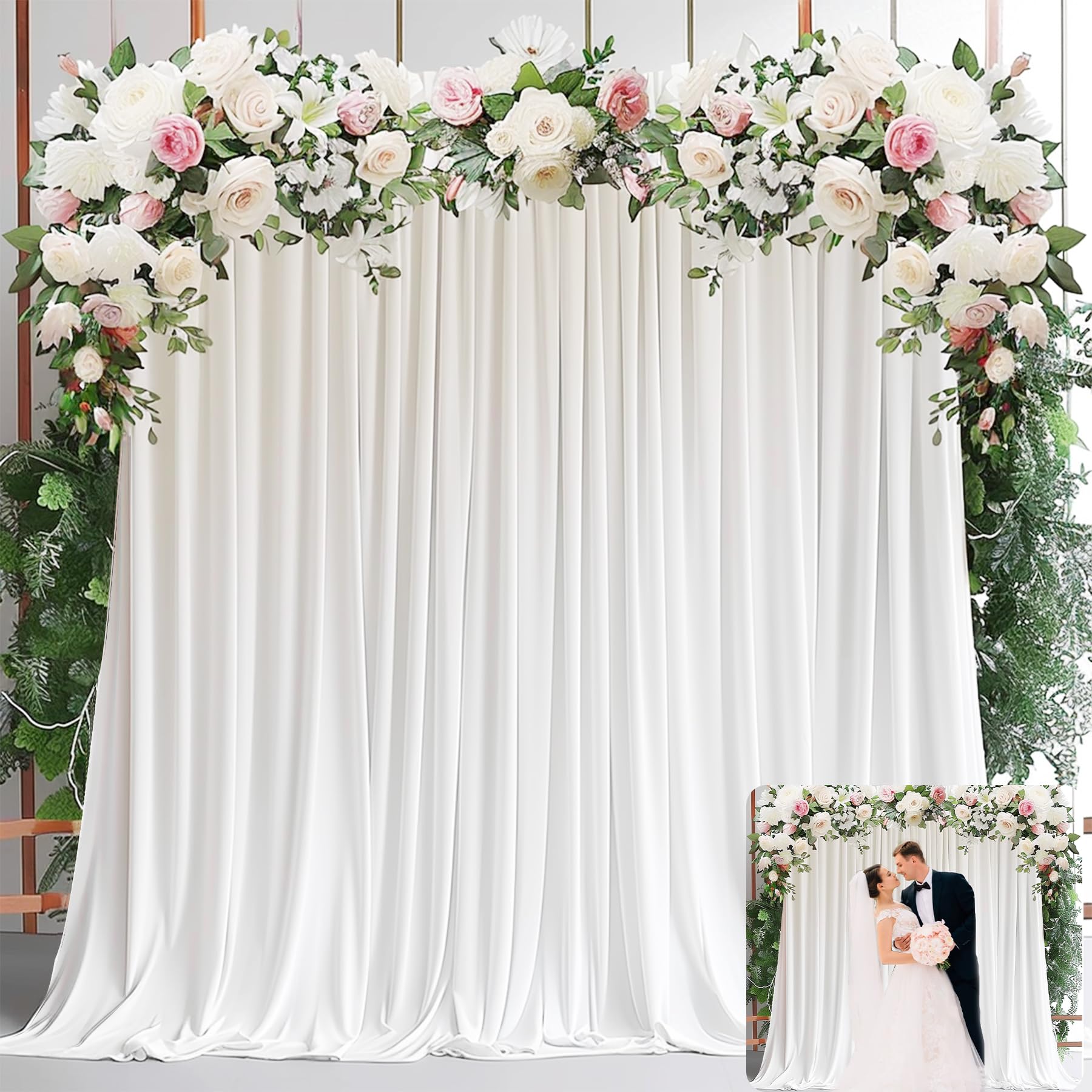 Wedding Backdrop Curtain - Rideaux d'arrière-plan blancs pour fêtes-arrière-plan de