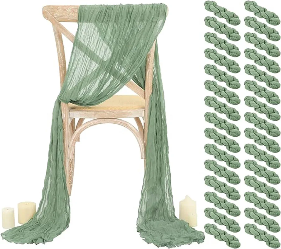 Wedding Ceremony Supply - Ceinturage de Chaise en Étamine Vert