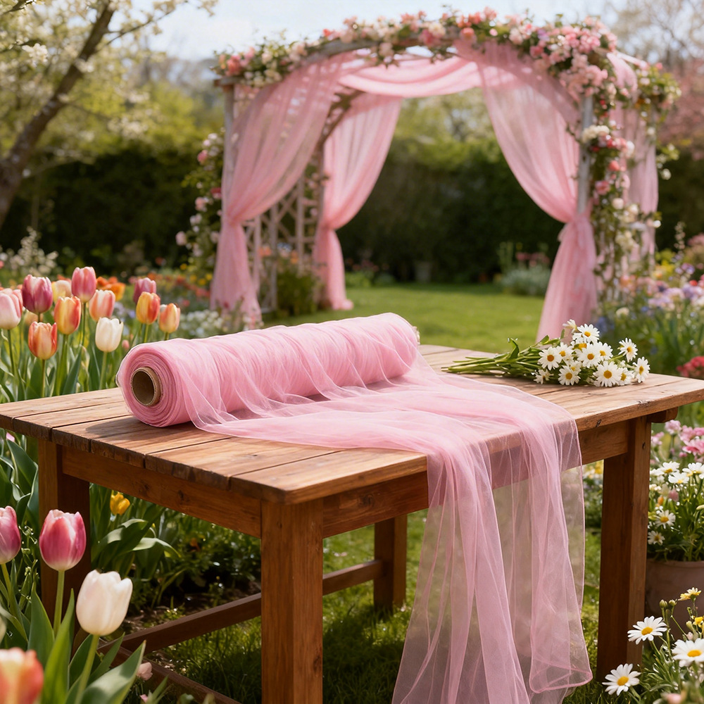 Wedding Backdrop Curtain - Voile de tulle semi-transparent extra long,