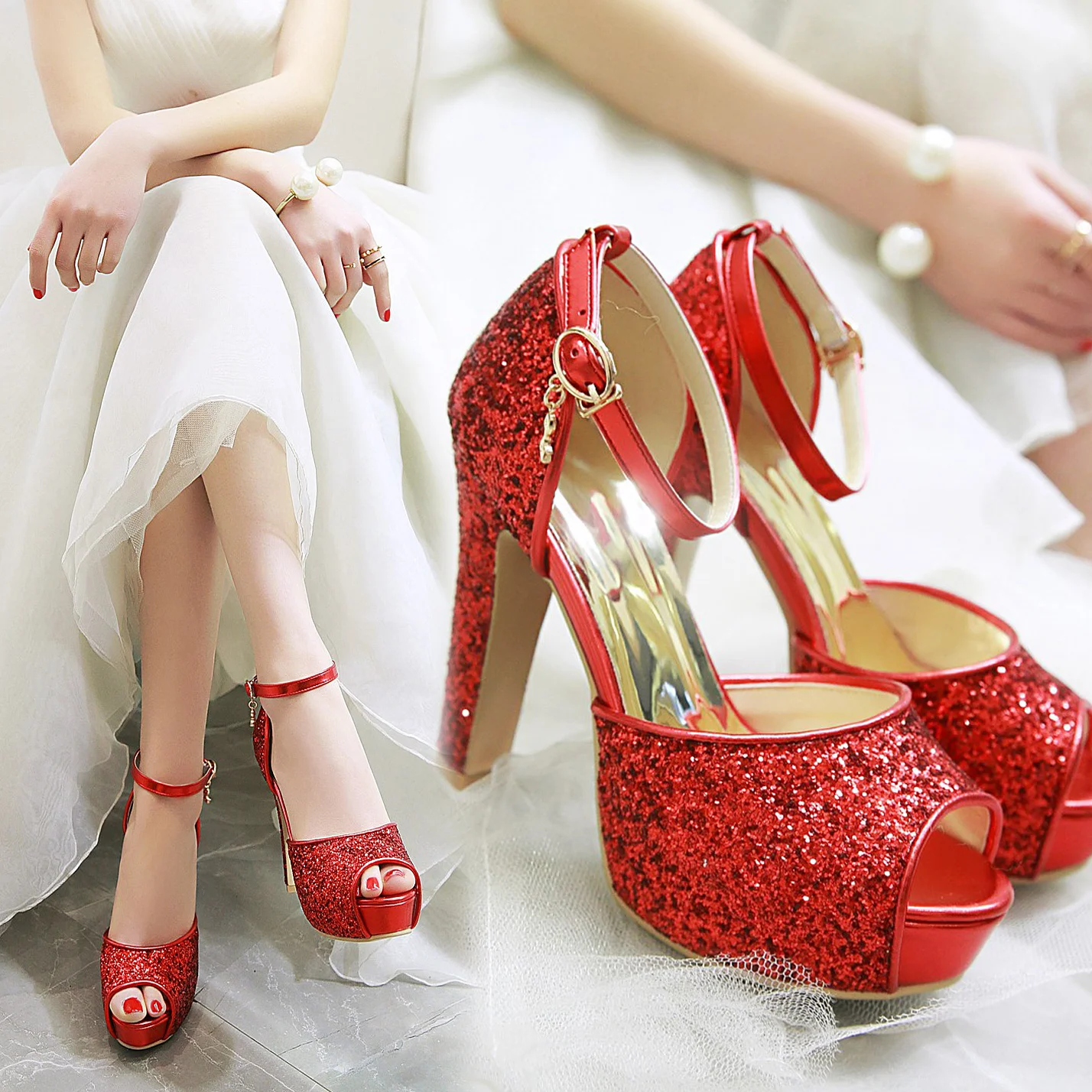 Sandales à plateforme à talons - Wedding Shop avis et prix