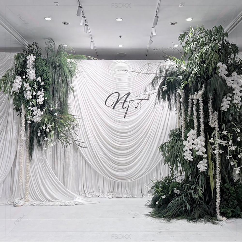 FSDKX pas cher blanc glace soi - Wedding Backdrop Curtain avis et prix