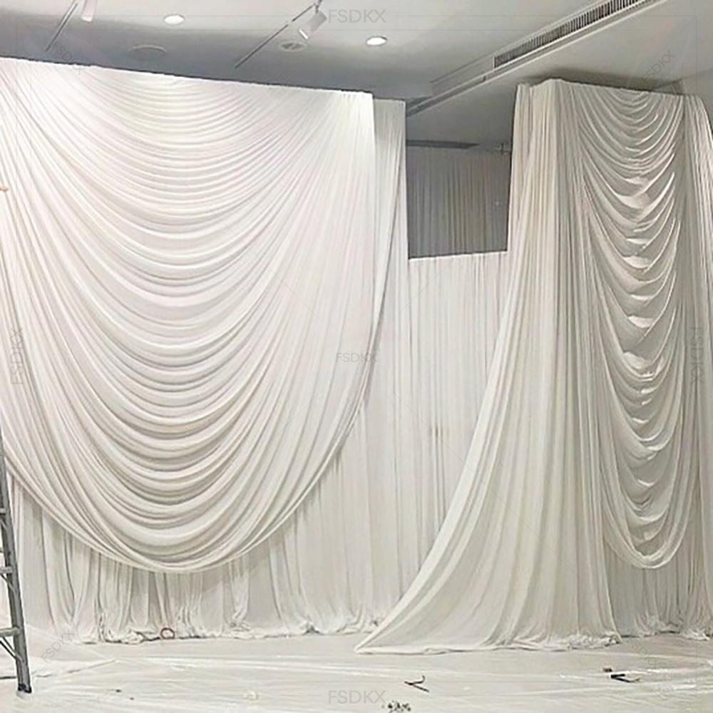 FSDKX pas cher blanc glace soi - Wedding Backdrop Curtain avis et prix
