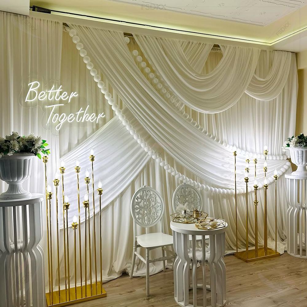 FSDKX pas cher blanc glace soi - Wedding Backdrop Curtain avis et prix